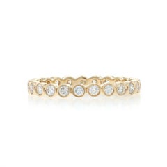 Yellow Gold Diamond Eternity Wedding Band - 14k Round .46ctw Bezel Set Ring SZ 4