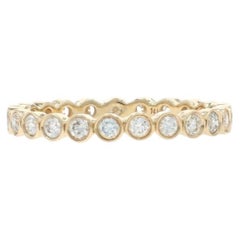 Yellow Gold Diamond Eternity Wedding Band - 14k Round .46ctw Bezel Set Ring SZ 4