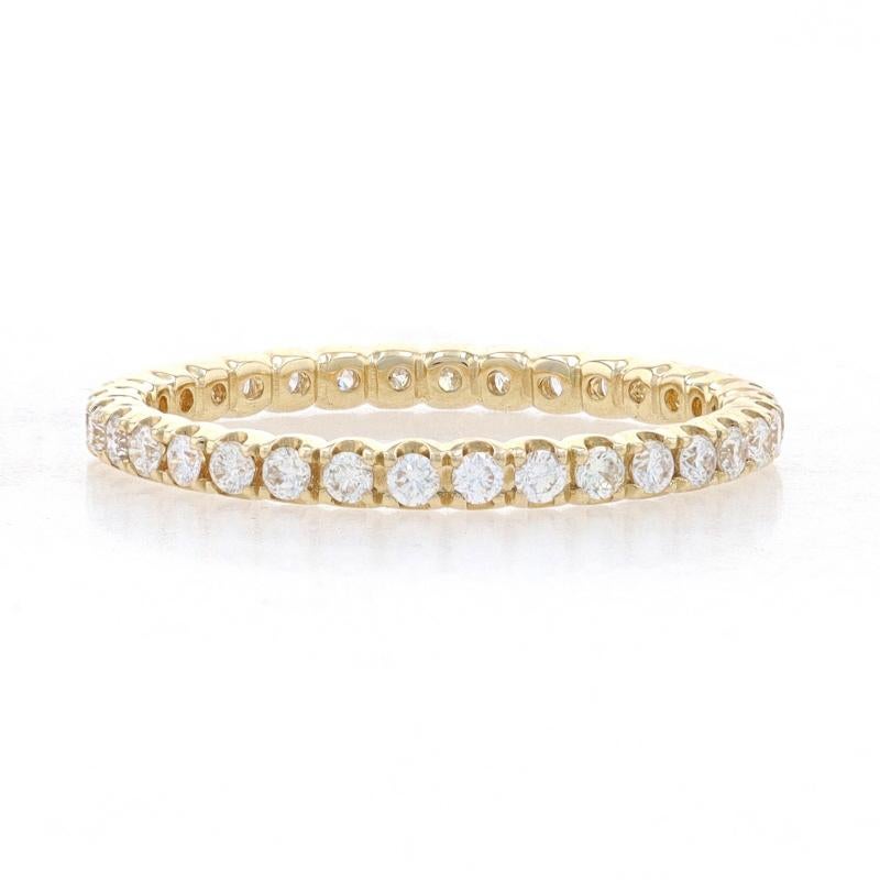 Round Cut Yellow Gold Diamond Eternity Wedding Band 14k Round .50ctw French Set Stack Ring For Sale