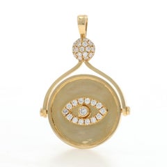 Yellow Gold Diamond Eye Spinner Pendant - 18k Rd .24ctw All-Seeing Eye Moves
