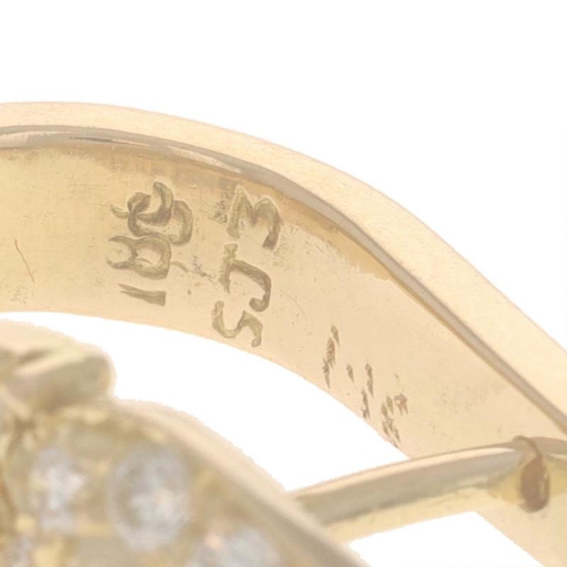 Boucles d'oreilles en J en or jaune avec éventail de diamants - 18k brillant rond 1.00ctw Pierced Pour femmes en vente