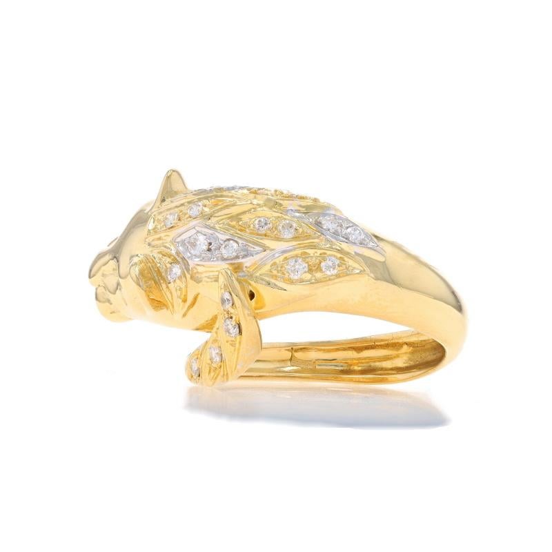 Bague bypass fierce lion en or jaune 18 carats Rd.26 carats Excellent état - En vente à Greensboro, NC