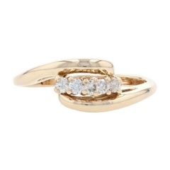 Yellow Gold Diamond Five-Stone Bypass Ring - 10k Round Brilliant Cut .15ctw