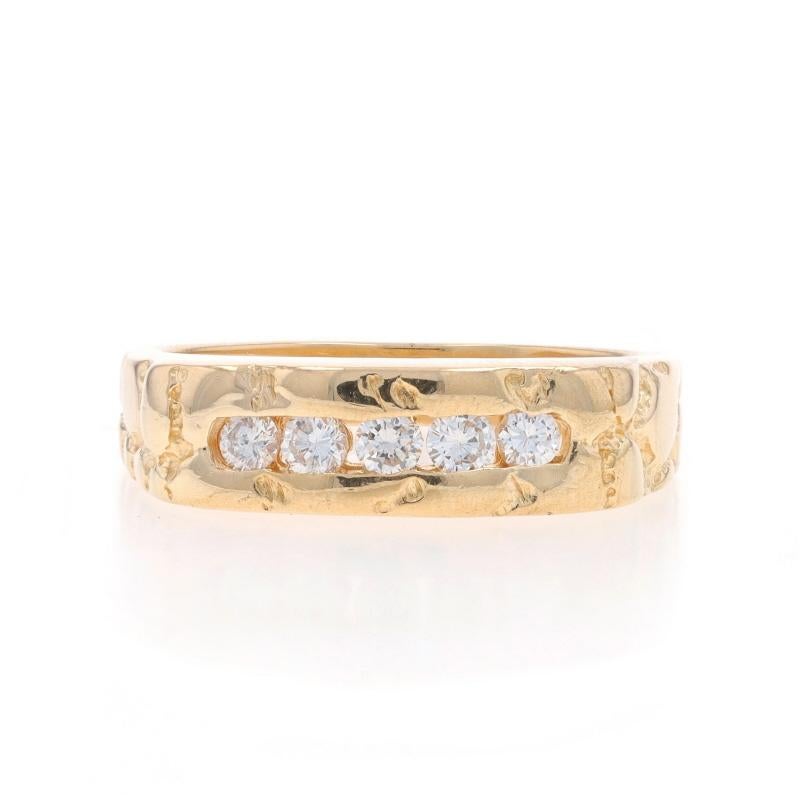 Size: 9 1/4
Sizing Fee: Up 1 size for $50 or Down 1 size for $40

Metal Content: 14k Yellow Gold

Stone Information

Natural Diamonds
Carat(s): .35ctw
Cut: Round Brilliant
Color: G - H
Clarity: SI1 - SI2

Total Carats: .35ctw

Style: