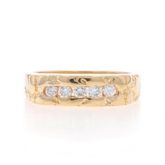 Yellow Gold Diamond Five-Stone Men's Ring 14k Rnd .35ctw Nugget Channel Wedding