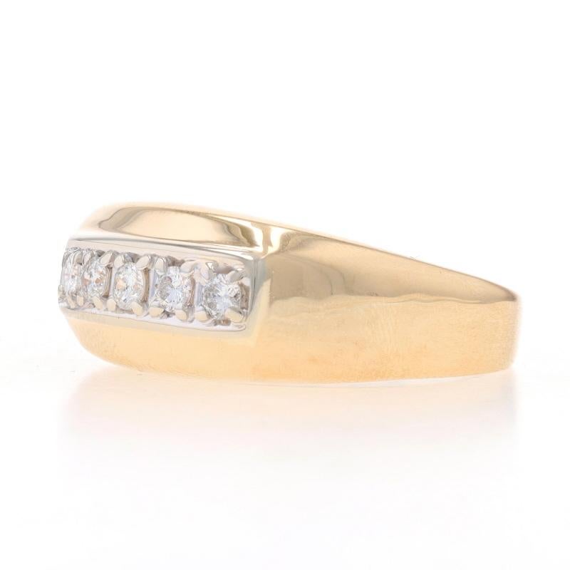 Round Cut Yellow Gold Diamond Five-Stone Men's Ring - 14k Round .50ctw Wedding Band For Sale