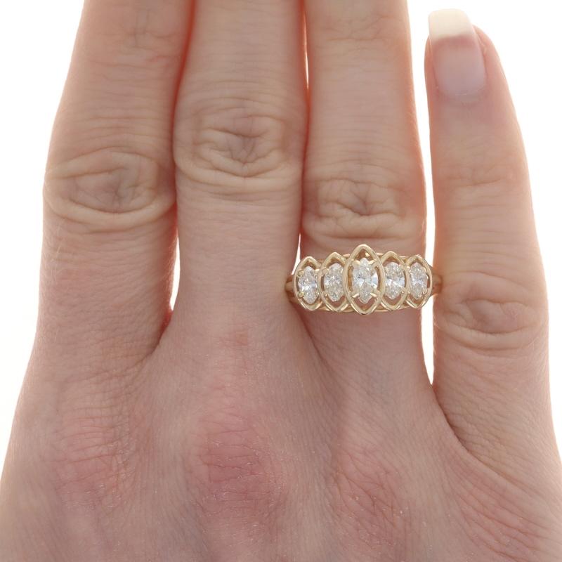 Size: 9 1/2
Sizing Fee: Up 2 sizes for $35 or Down 2 sizes for $30

Metal Content: 14k Yellow Gold

Stone Information

Natural Diamonds
Carat(s): 1.00ctw
Cut: Marquise
Color: H - I
Clarity: VS2 - SI1

Total Carats: 1.00ctw

Style: