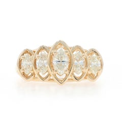 Yellow Gold Diamond Five-Stone Ring - 14k Marquise 1.00ctw Tiered