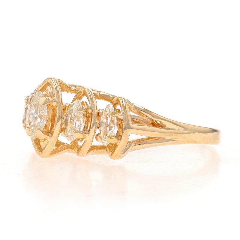 Marquise Cut Yellow Gold Diamond Five-Stone Ring - 14k Marquise 1.00ctw Tiered