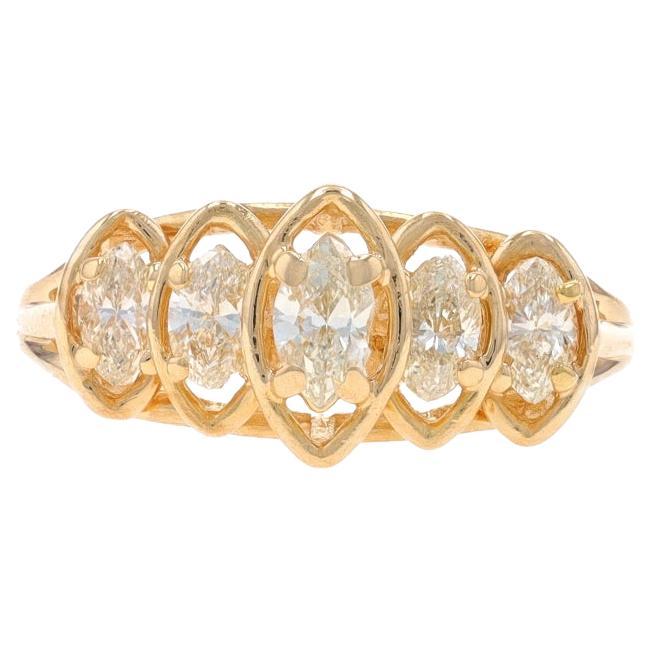 Yellow Gold Diamond Five-Stone Ring - 14k Marquise 1.00ctw Tiered