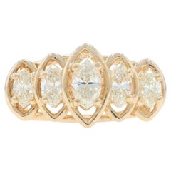 Yellow Gold Diamond Five-Stone Ring - 14k Marquise 1.00ctw Tiered