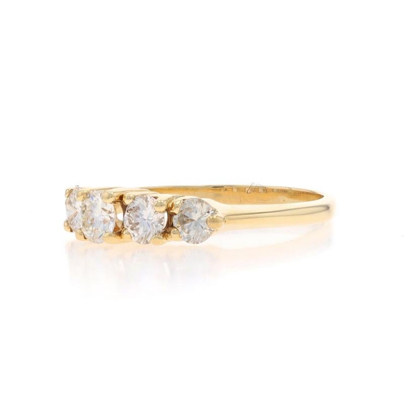 Yellow Gold Diamond Five-Stone Ring - 14k Round 1.07ctw Wedding Anniversary In Excellent Condition In Greensboro, NC
