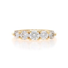 Yellow Gold Diamond Five-Stone Ring - 14k Round 1.07ctw Wedding Anniversary