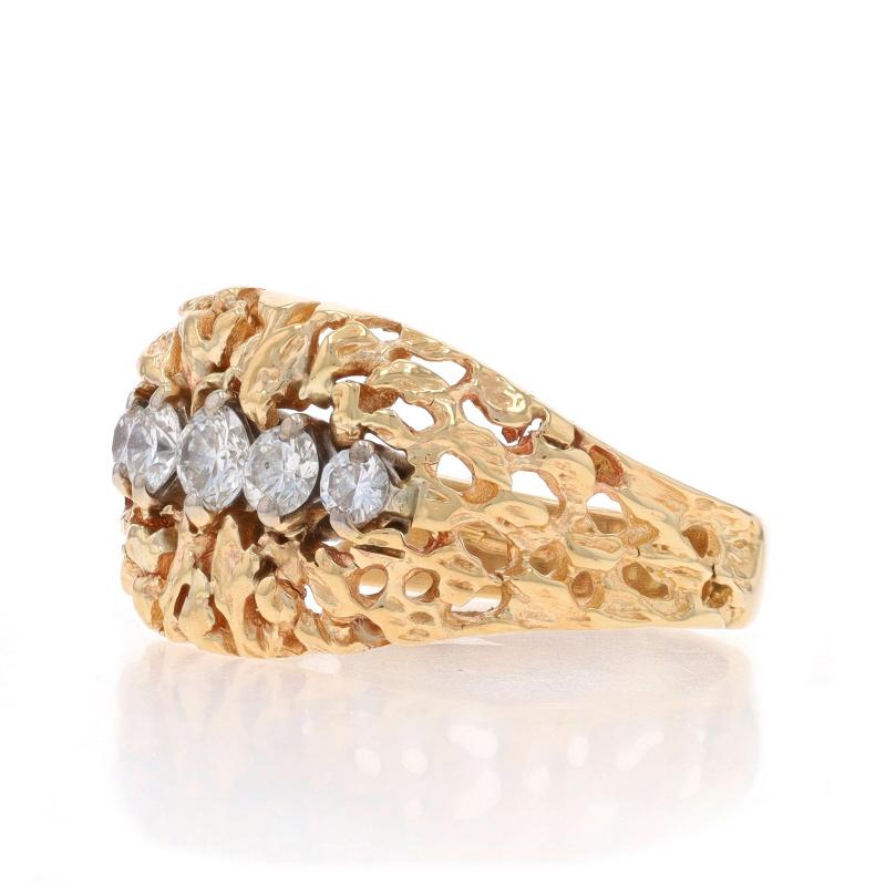 Yellow Gold Diamond Five-Stone Ring - 14k Round Brilliant .50ctw Nugget-Inspired In Excellent Condition For Sale In Greensboro, NC
