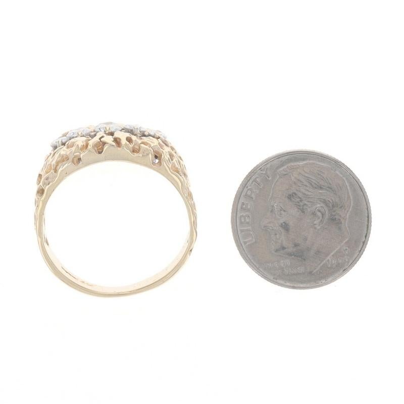 Yellow Gold Diamond Five-Stone Ring - 14k Round Brilliant .50ctw Nugget-Inspired For Sale 1