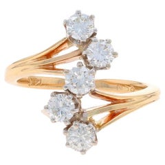 Gelbgold Diamant Fünf-Stein-Ring - 14k Runde Brillant .80ctw