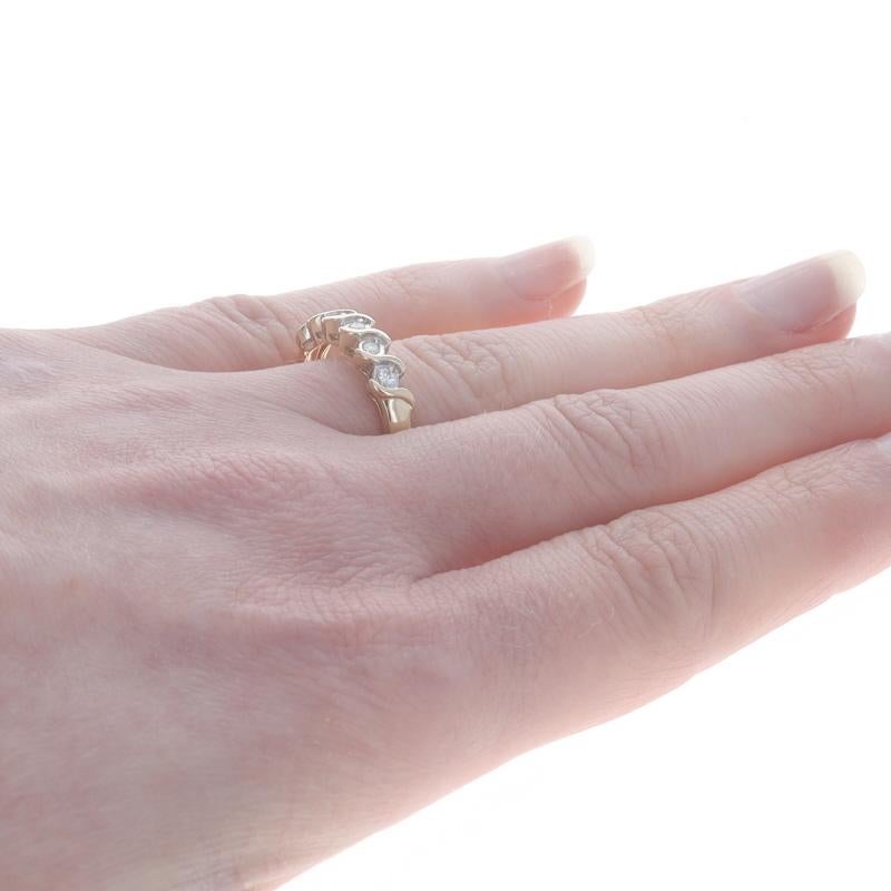 Women's Yellow Gold Diamond Five-Stone Wedding Band - 10k Round .15ctw Anniversary Ring For Sale