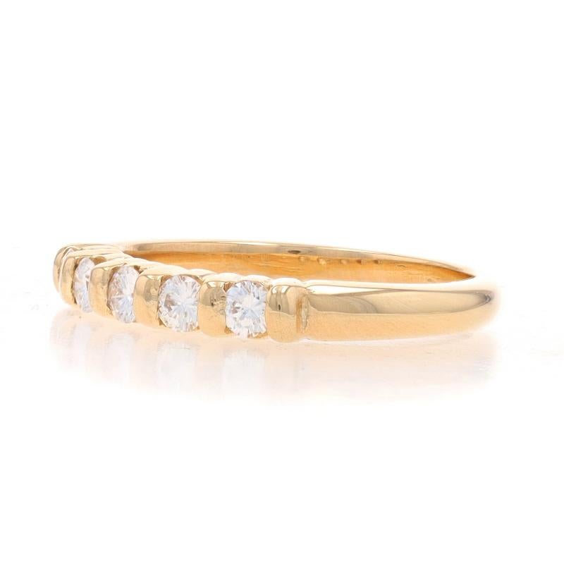 Round Cut Yellow Gold Diamond Five-Stone Wedding Band - 14k Round .35ctw Anniversary Ring For Sale