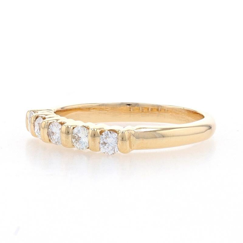 Round Cut Yellow Gold Diamond Five-Stone Wedding Band - 14k Round Brilliant .35ctw Ring