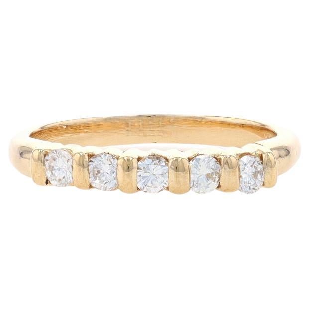 Yellow Gold Diamond Five-Stone Wedding Band - 14k Round Brilliant .35ctw Ring