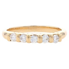 Yellow Gold Diamond Five-Stone Wedding Band - 14k Round Brilliant .35ctw Ring