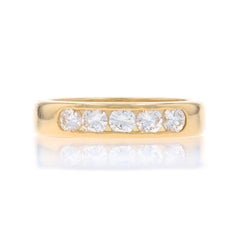 Yellow Gold Diamond Five-Stone Wedding Band - 18k Round .50ctw Channel Set