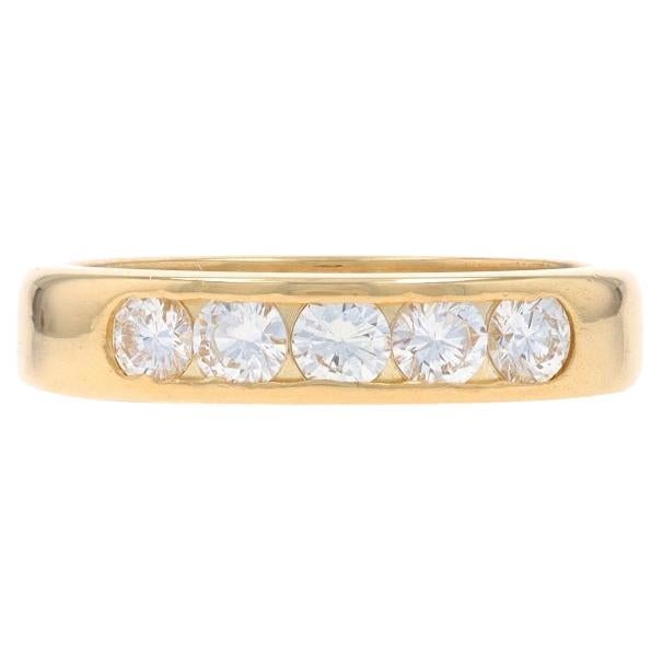 Gelbgold-Diamant-Ehering mit fünf Steinen - 18k runder .50ctw Kanal-Set