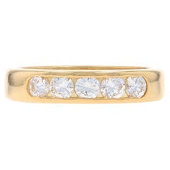 Gelbgold-Diamant-Ehering mit fünf Steinen - 18k runder .50ctw Kanal-Set