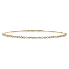 Yellow Gold Diamond Flex Bangle Bracelet 6 3/4" - 14k Round Brilliant .40ctw