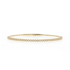 Yellow Gold Diamond Flex Bangle Bracelet 6 3/4" - 14k Round Brilliant .47ctw