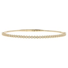 Yellow Gold Diamond Flex Bangle Bracelet 6 3/4" - 14k Round Brilliant .47ctw