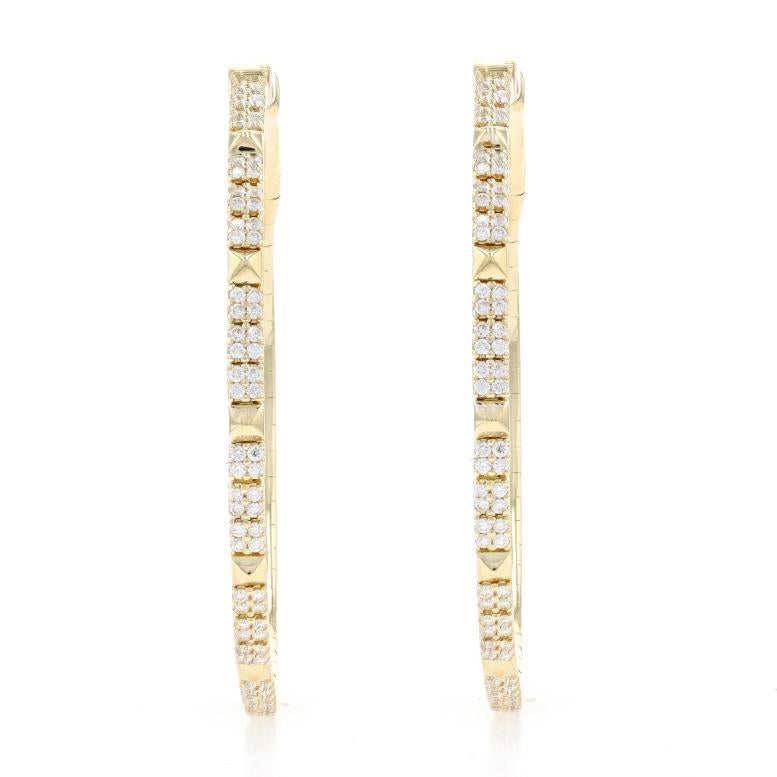 Round Cut Yellow Gold Diamond Flex Hoop Earrings - 14k Round Brilliant .43ctw Pierced