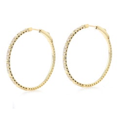 Orecchini a cerchio in oro giallo con diamanti - 14k a brillante rotondo da 0,43 ct.
