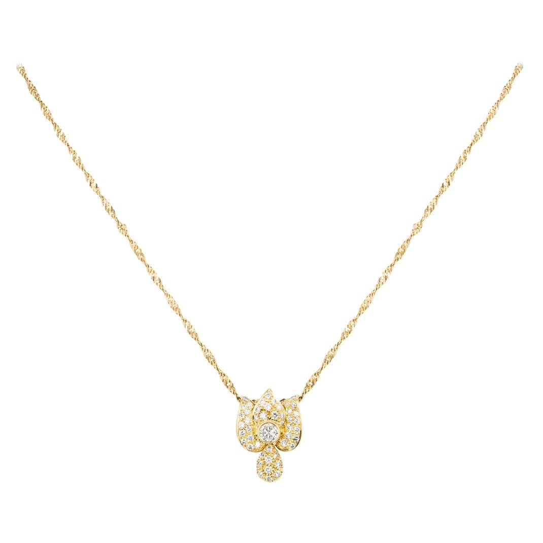 Gelbgold-Blumenanhnger mit Diamant 0,69 Karat TDW