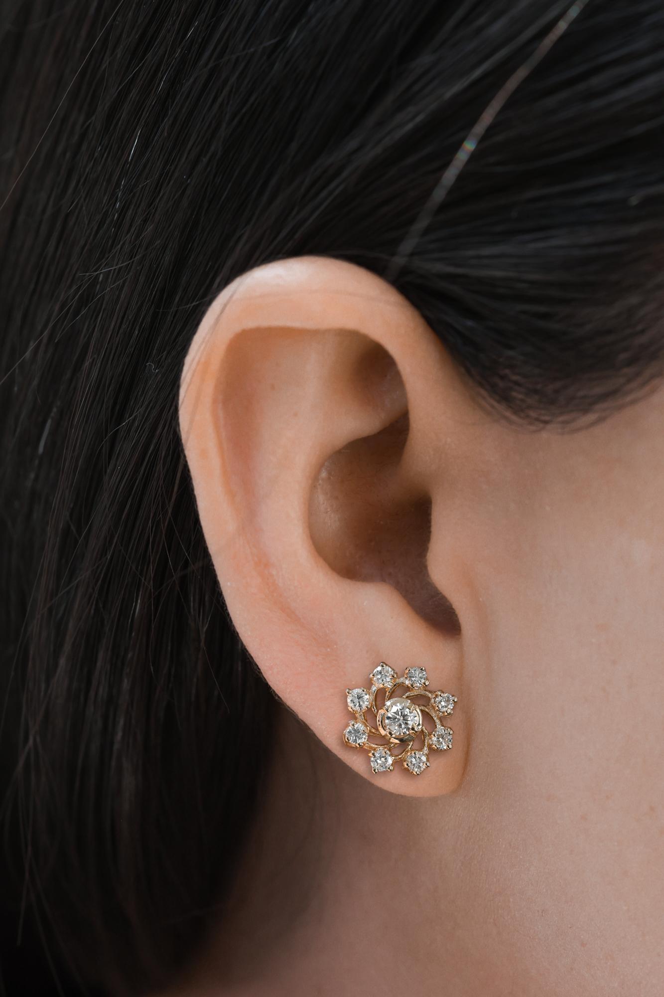 Fiore di diamante in oro giallo da 1 ct. In condizioni Nuovo in vendita a Los Angeles, CA