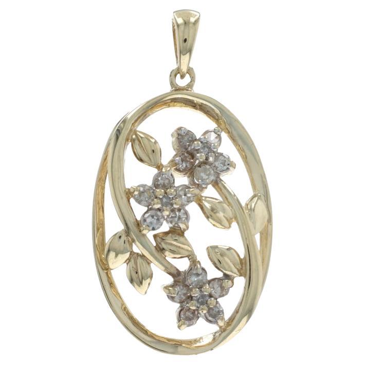 Yellow Gold Diamond Flower Blossom Trio Pendant - 10k Single Cut .27ctw