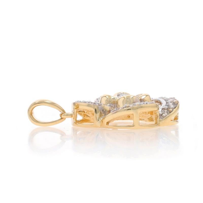 Taille ronde Pendentif halo de fleurs en or jaune 14 carats, rond et baguette 1,00 carat en vente