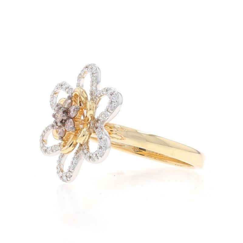 Yellow Gold Diamond Flower Cluster Ring - 14k Round Brilliant .40ctw Blossom In Excellent Condition For Sale In Greensboro, NC