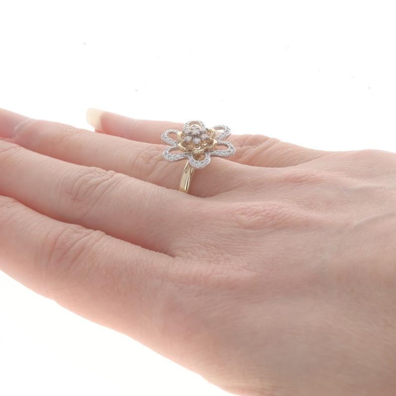 Women's Yellow Gold Diamond Flower Cluster Ring - 14k Round Brilliant .40ctw Blossom For Sale