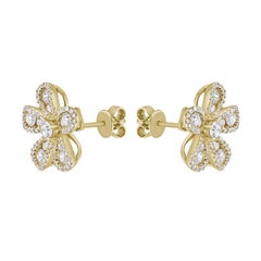 Yellow Gold Diamond Flower Earrings
