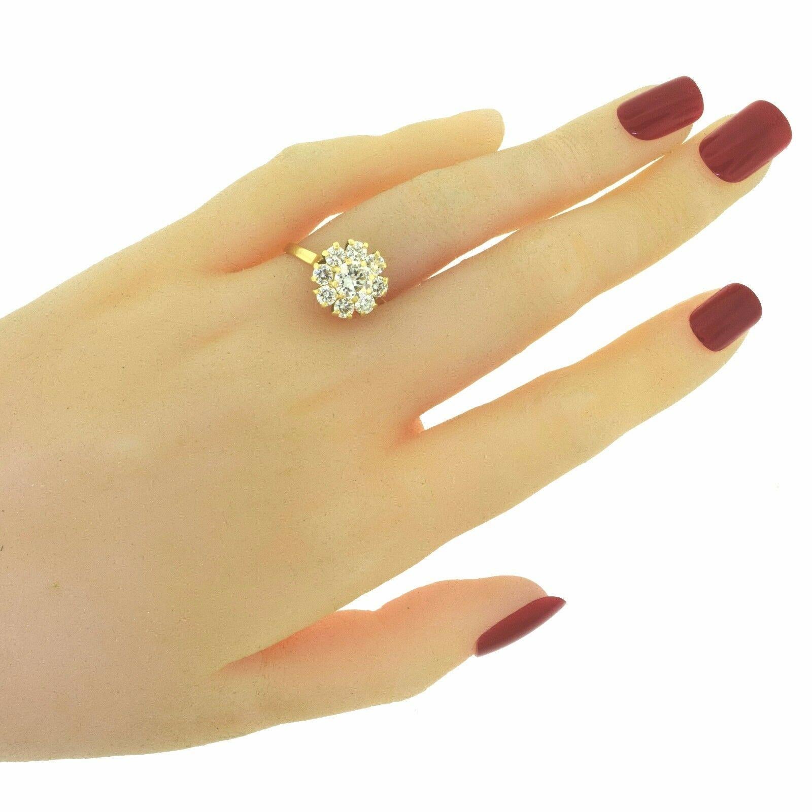Women's or Men's Yellow Gold Diamond Flower Engagement Ring