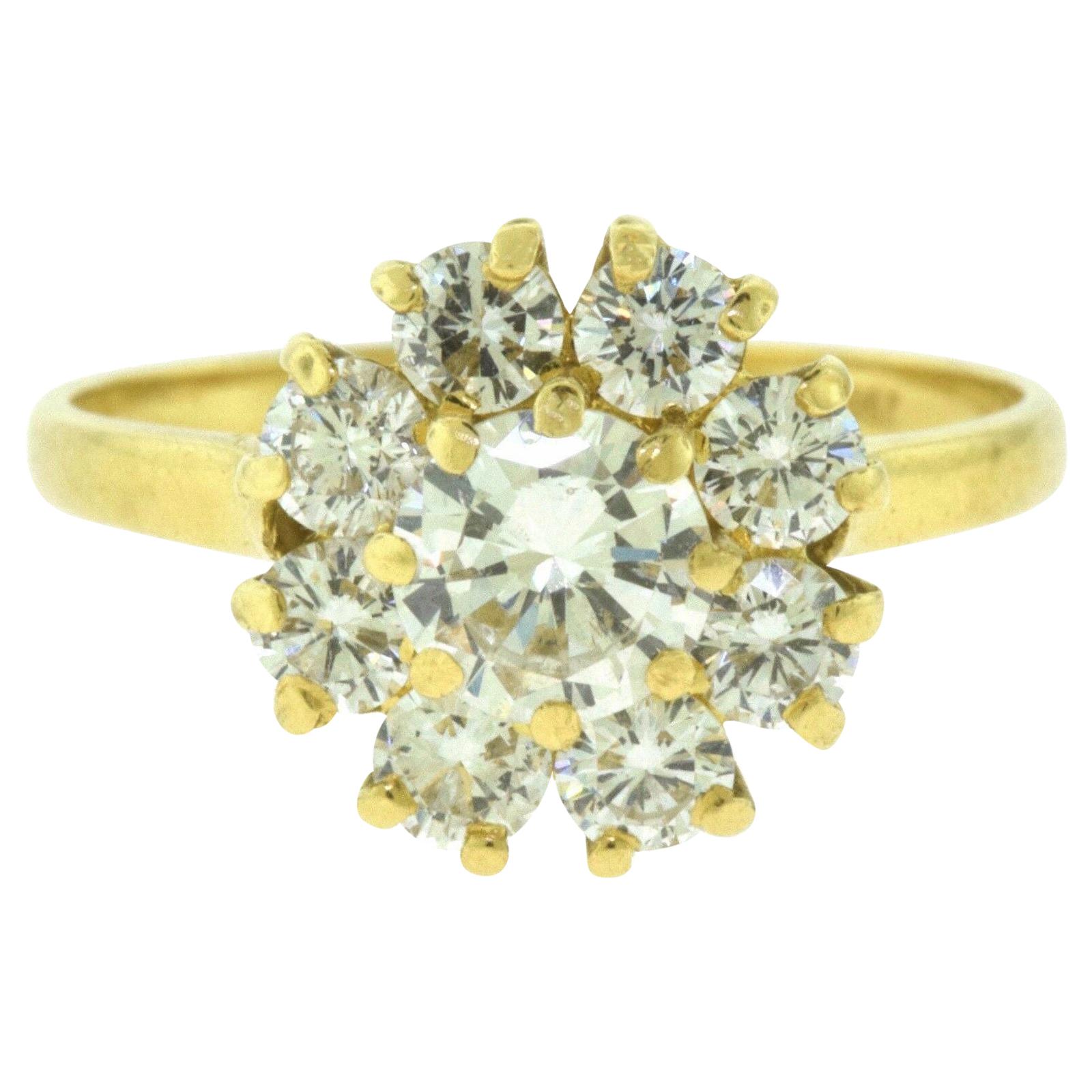 Yellow Gold Diamond Flower Engagement Ring