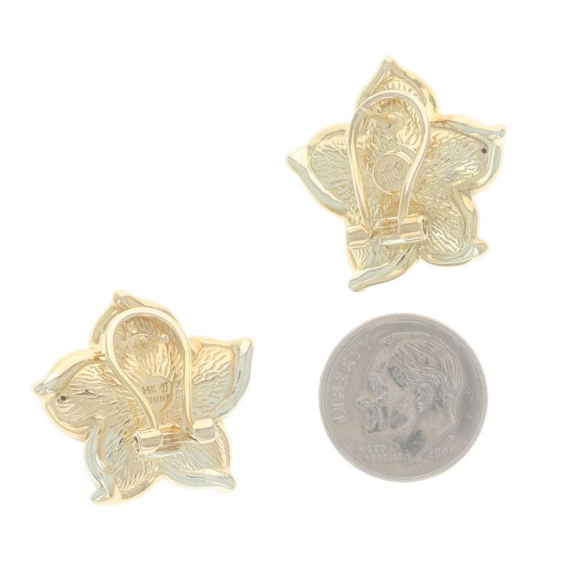 Gelbgold Diamant-Blumen-Ohrstecker 14k Rnd Plumeria-Blumenblumen durchbohrt, Gelbgold im Zustand „Hervorragend“ in Greensboro, NC