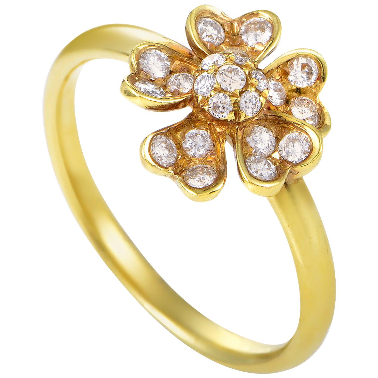 Yellow Gold Diamond Flower Ring