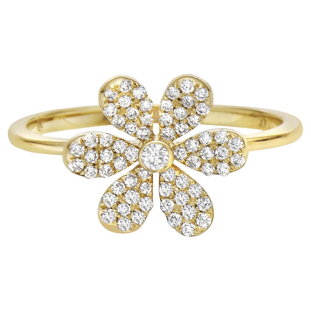 Gelbgold-Diamant-Blumenring 