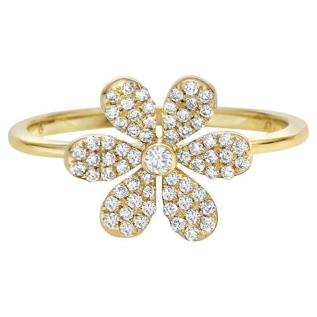 Designer Flower Rings Customizable Flower design 14k gold engagement ring For Sale at 1stDibs