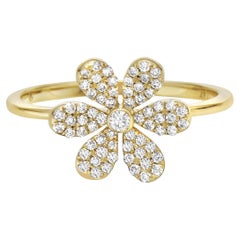 Gelbgold-Diamant-Blumenring 