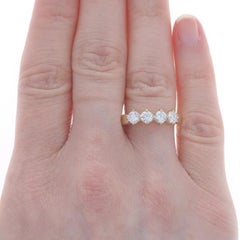 Yellow Gold Diamond Four-Stone Band - 14k Round Brilliant 1.00ctw Wedding Ring