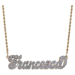 Yellow Gold Diamond Francesca Bar Necklace, 14k Round 1.25ctw Monogram