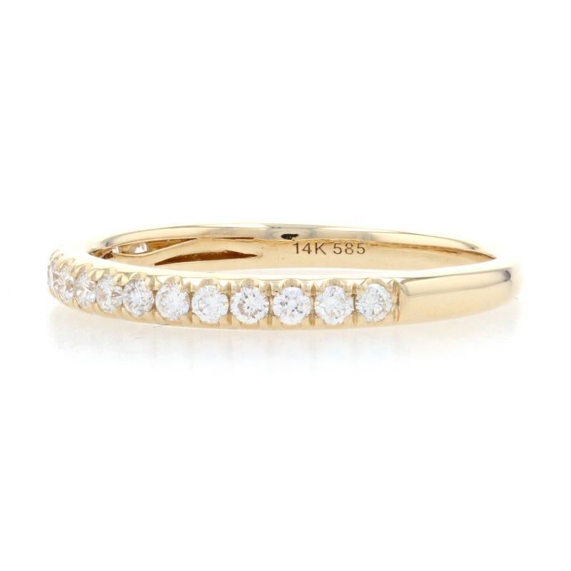 Yellow Gold Diamond French Set Wedding Band - 14k Round .26ctw Stackable Ring In New Condition For Sale In Greensboro, NC